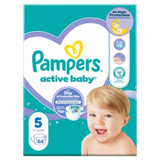 Pampers Active Baby, Pieluszki rozmiar 5, 11kg - 16kg, 64 sztuk