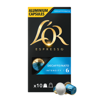 Kapsułki aluminiowe L'OR Ristretto Decaffeinato 10 sztuk, Intensywność 6, kompatybilne z Nespresso®*