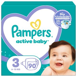 Pieluchy Pampers Active Baby Pieluszki, rozmiar 3, 6kg-10kg, 90 sztuk